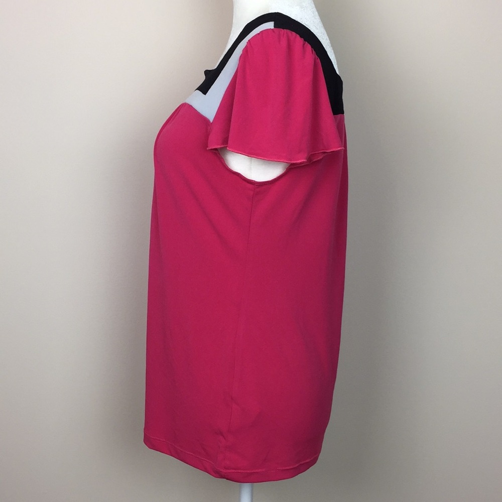 Ab Studio - Square Neck Flutter Sleeve Blouse - image 4